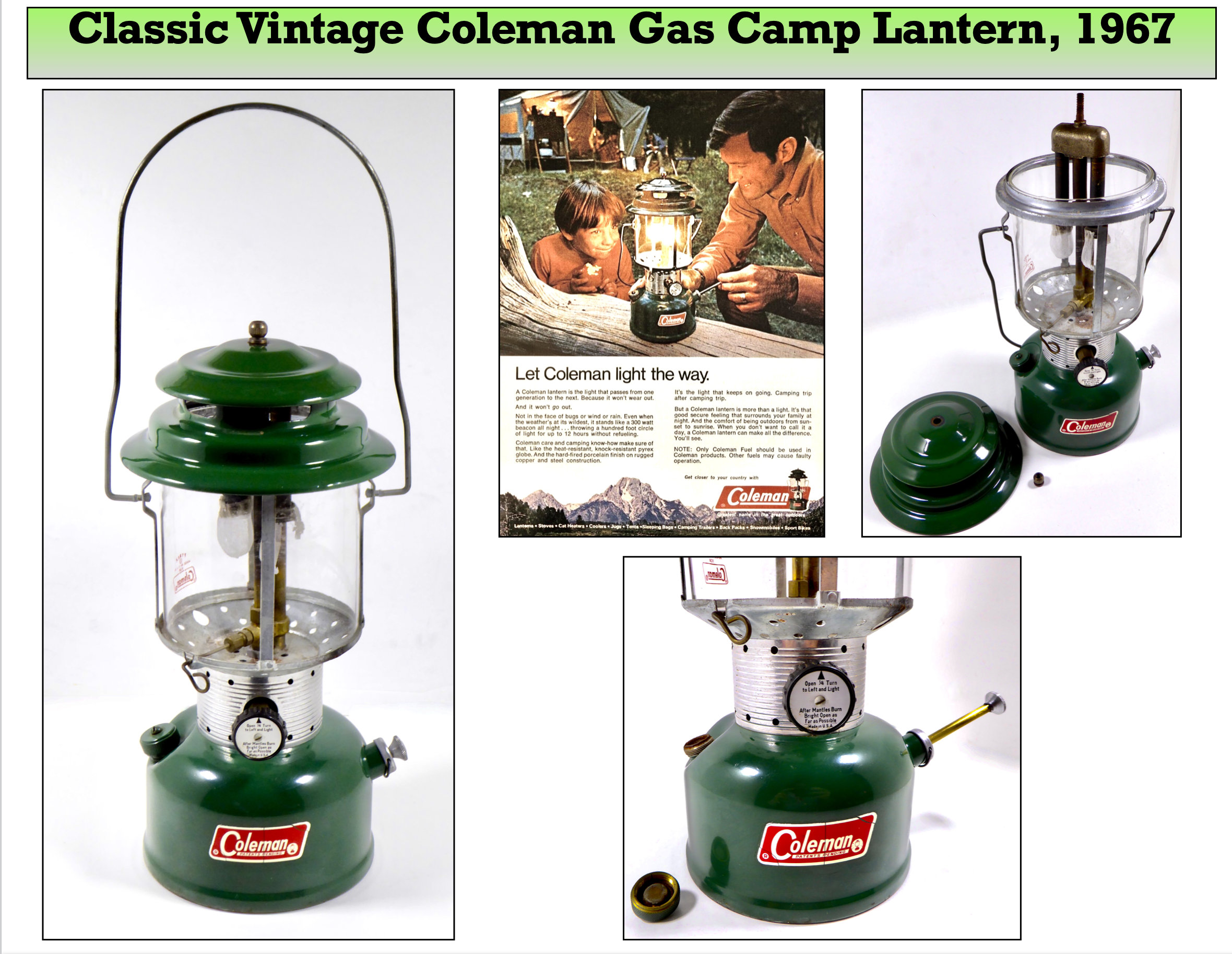 Vintage Coleman Lantern Model 220F Wichita Kansas Circa 1967