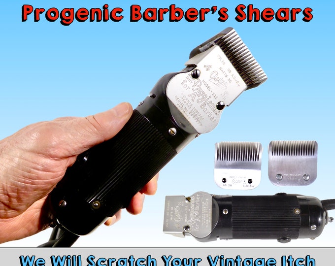 Vintage Oster Barber's Clippers, Model111 Progenic, Bakelite Body, Stainless Steel Head, 8