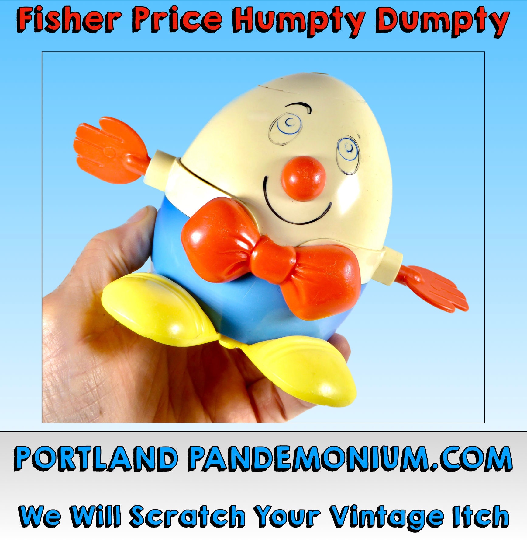 Vintage Humpty Dumpty Hard Boiled Fisher Price Action Toy pic
