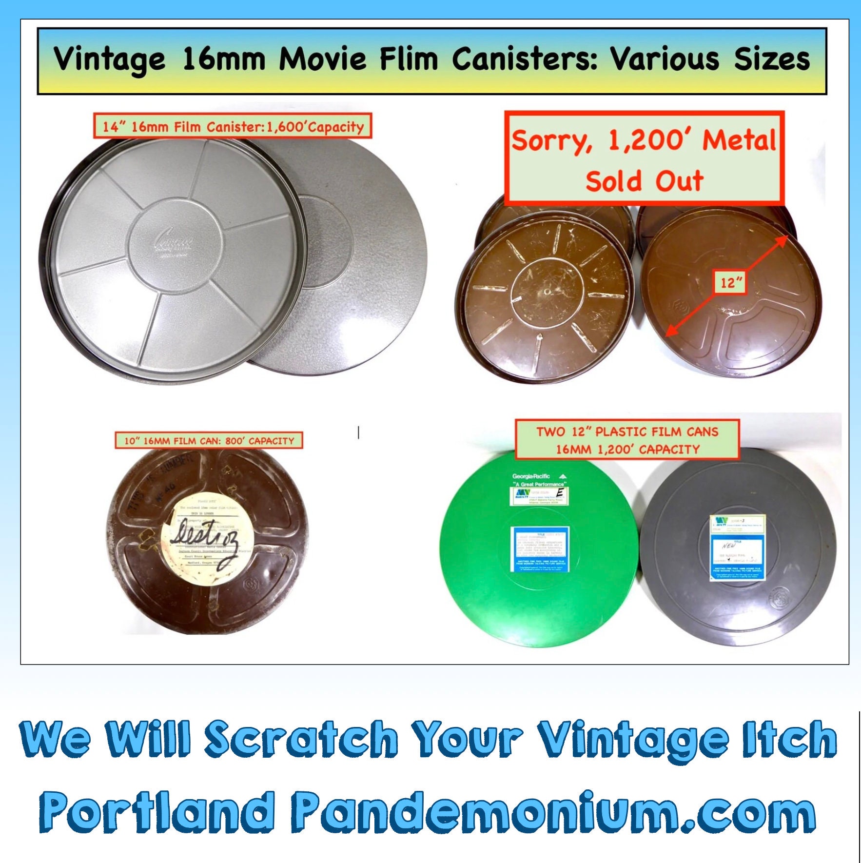 Vintage Empty 16mm Film Canisters, no Reels Included, 1,600 Foot to 800  Foot Capacity, Storage, Decor, Prop, Repurpose, You Name It. -  Hong  Kong