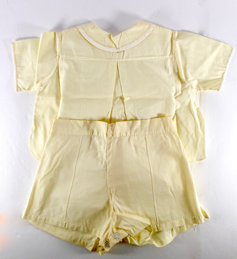 Vintage Romper Dress-Up Dainty Buttery Yellow Circa Mid-Century Era 1940/'s Fine Embroidery and Button Details Child or Doll Dress Up
