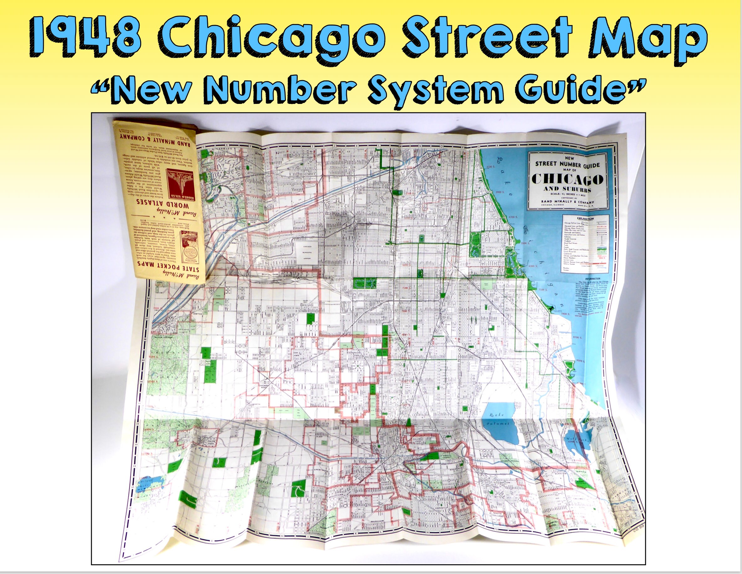 Vintage 1946 Chicago Street Map Rand Mcnally Full Etsy
