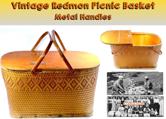 Vintage Redmon Picnic Hampers, Wickerwork Baskets… - image 7