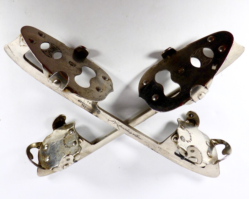 Antique Sliver Ice Skate Blades A G Spalding & Bros Victorian Era Steam Punk Canadian Club Clamp-On Skates: Tonya Harding
