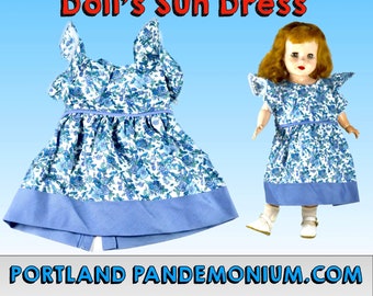 Vintage Doll's Sun Dress Hand Sewn by Janie Sturdevant Master Doll Maker, Circa 1960's, Detailed Tailoring Includes Snaps, Hems, Ruffles