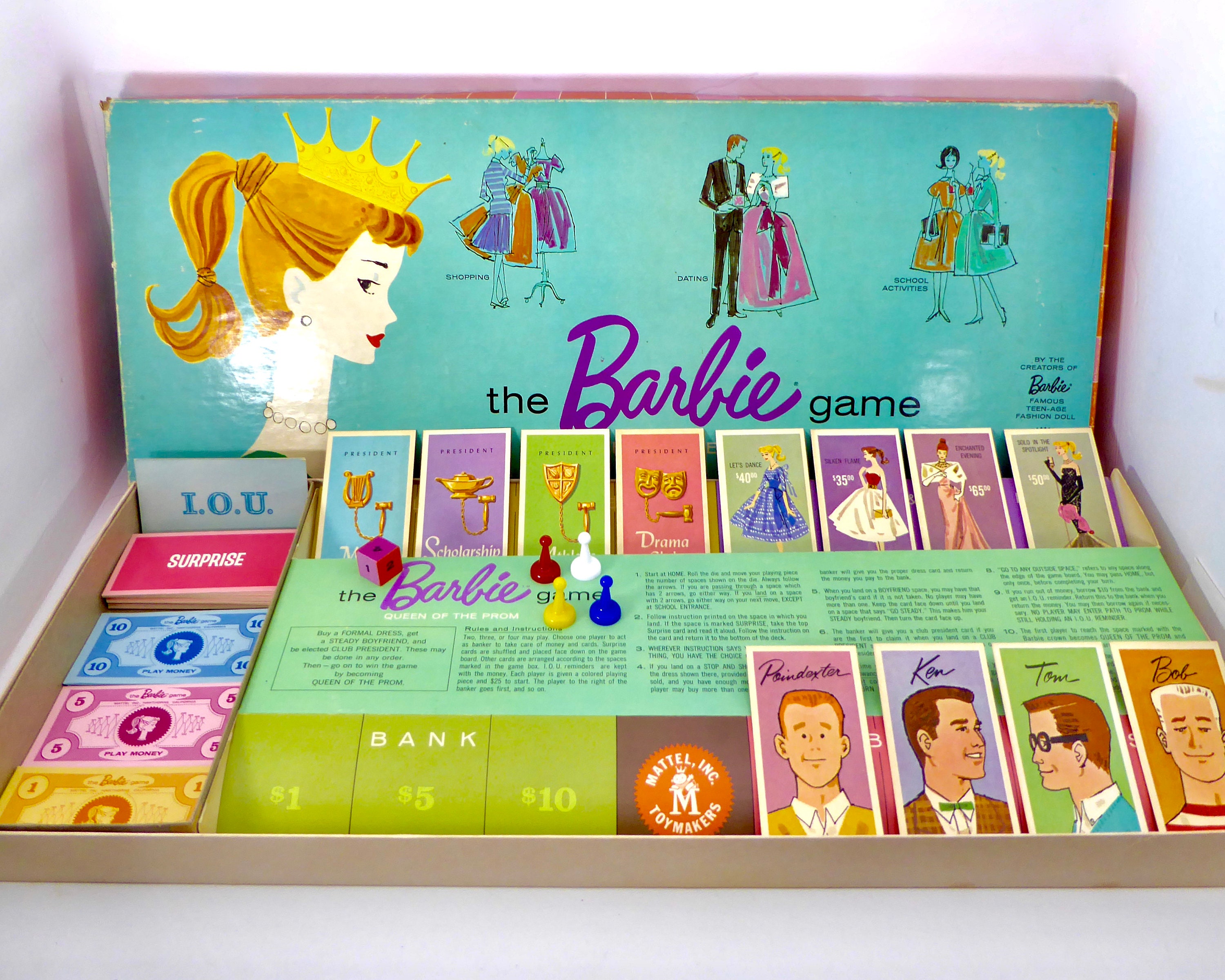 Board Game Replacement Pieces: The Barbie Game Queen of the Prom 1960  Mattel