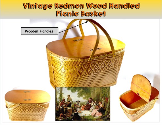 Vintage Redmon Picnic Hampers, Wickerwork Baskets… - image 3