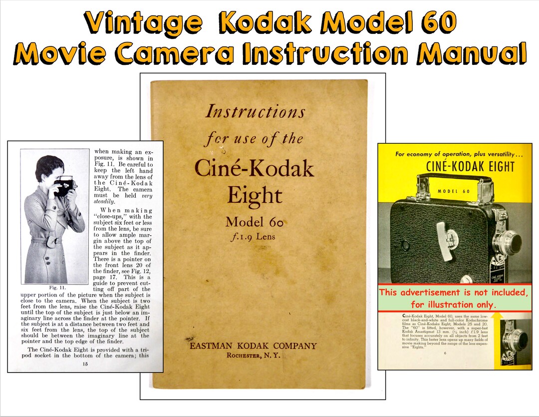 Vintage Cinekodak Eight Model 60 Movie Camera Instruction Etsy