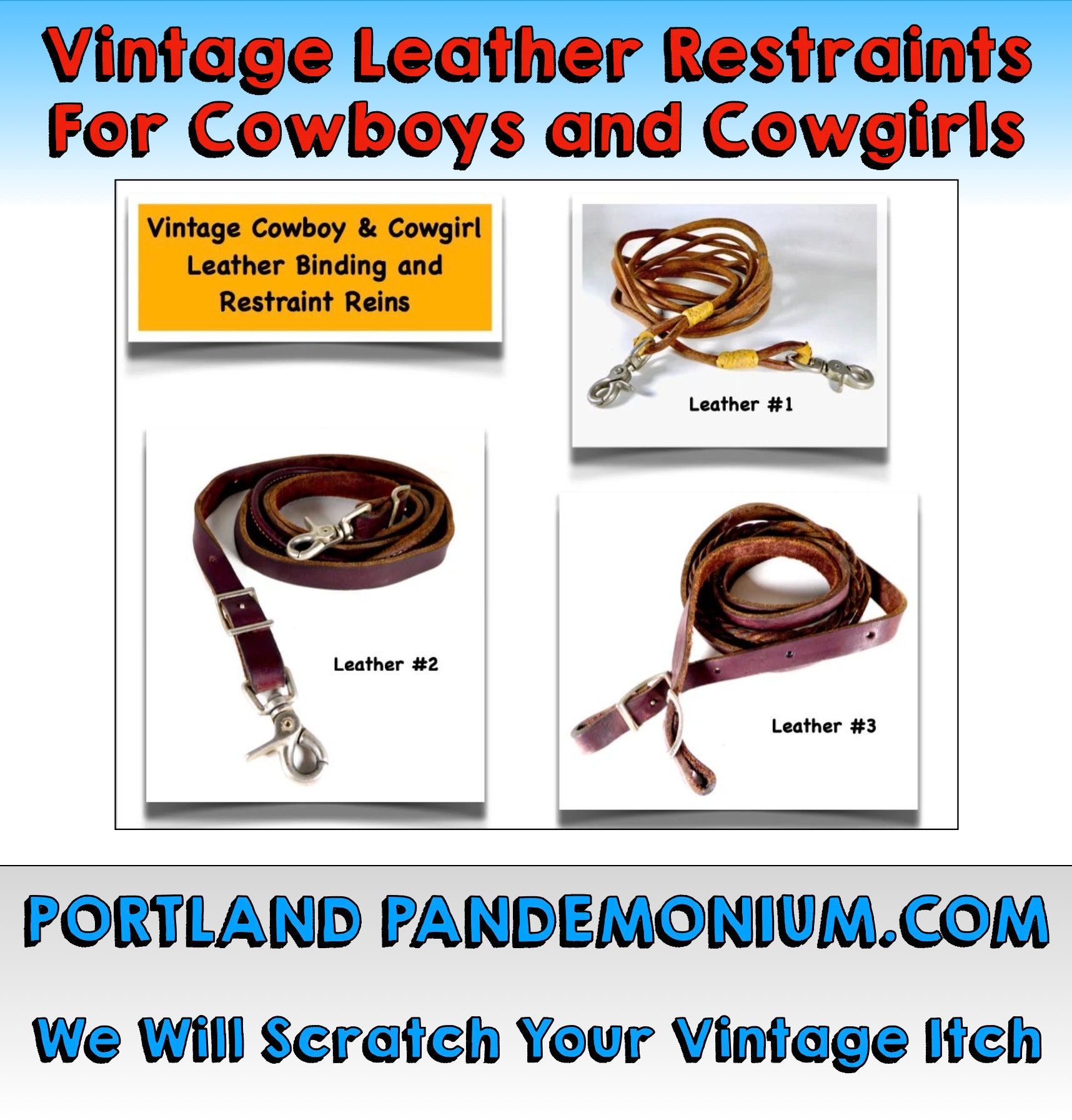 Cowboy and Cowgirl Style Leather Binding Restraints for Horse