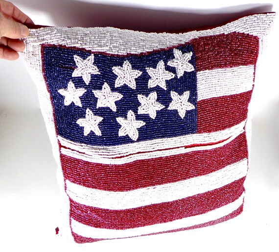 Vintage american flag hot sale pillow