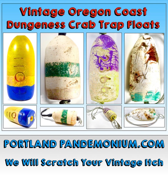 Vintage Oregon Coast Dungeness Crab Trap Buoy Floats, Seashore, Maritime,  Ocean, Beach Motif, in Yellow, Purple, Green, & Blue, Number 2366 