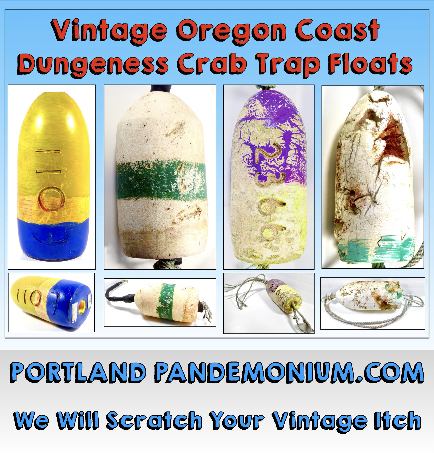 Vintage Oregon Coast Dungeness Crab Trap Buoy Floats, Seashore, Maritime,  Ocean, Beach Motif, in Yellow, Purple, Green, & Blue, Number 2366 -   Canada