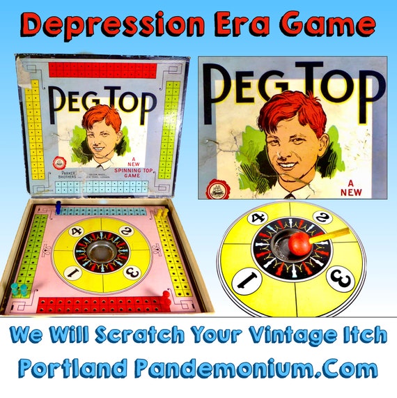 Vintage Depression Era Tabletop Board Game peg Top Parker Bros. Co Salem  Mass a Spinning Top Game Carrot Top -  Ireland
