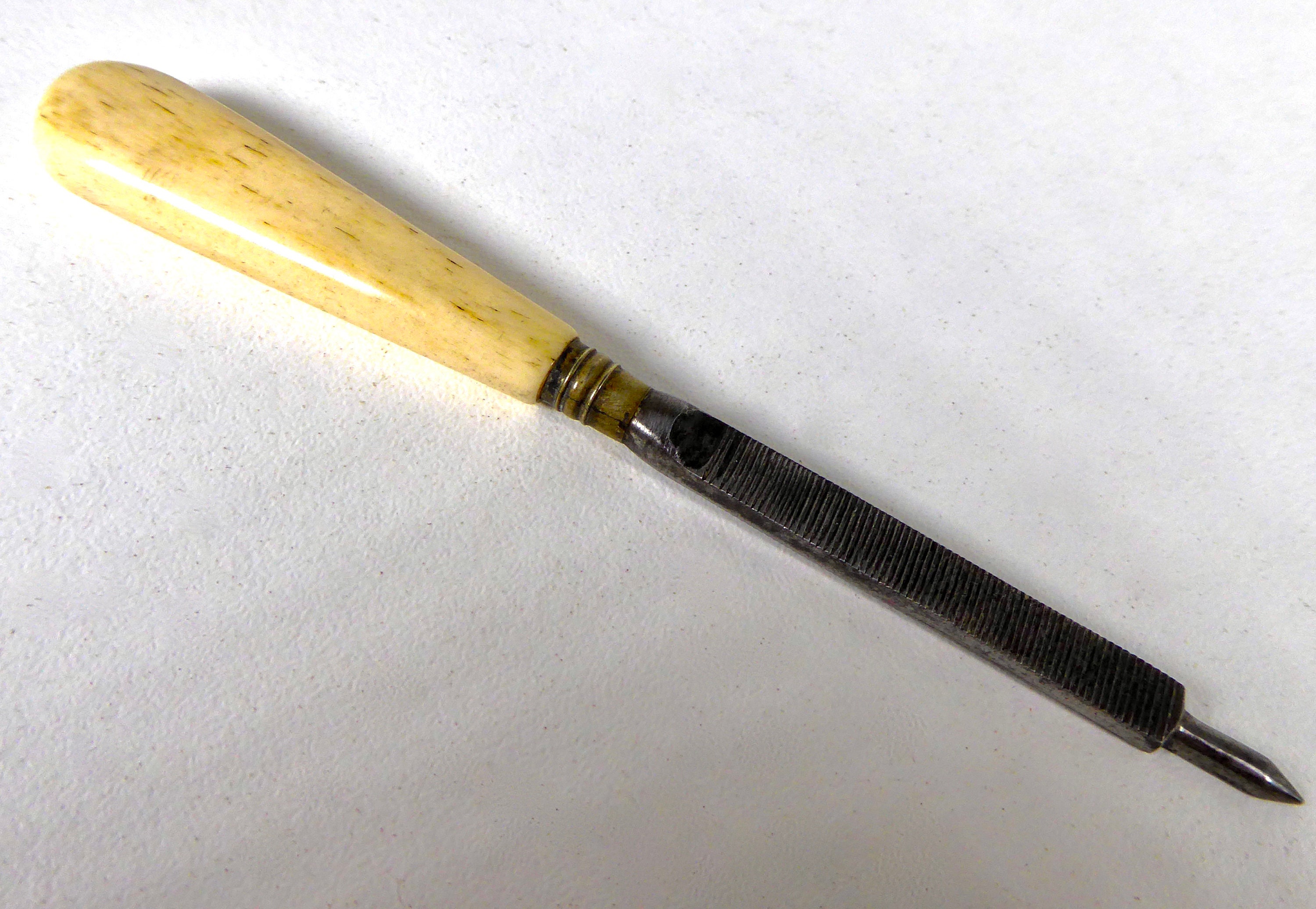 Vintage Nail File Bone and Steel With Cuticle Tool Circa Etsy