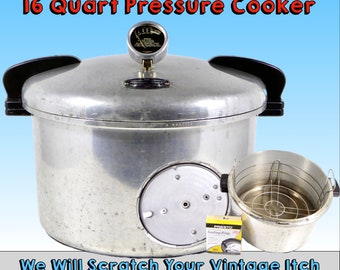 1950's Magic Seal Pressure Cooker Model 7-16 Sixteen Quart Cast Aluminum Montgomery Ward via Presto, Home Canning