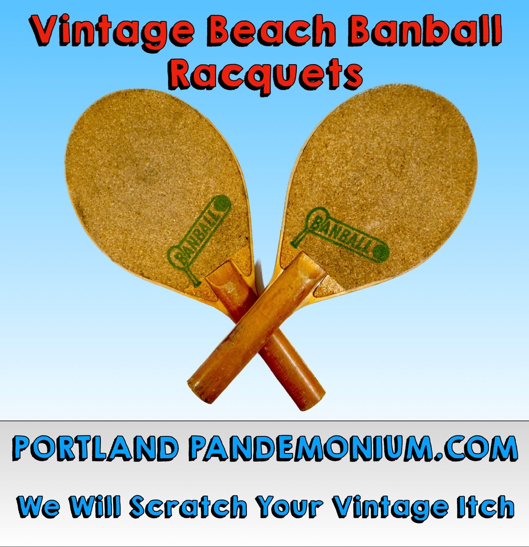 Vintage Wood and Cork Face Banball Paddles Circa 1970s picture