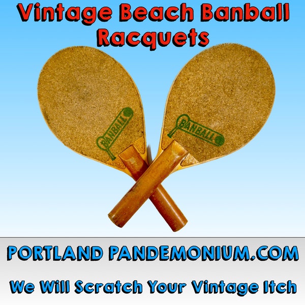 Vintage Wood & Cork Face Banball Paddles, Circa 1970's Beach Volley Game, Paddle Ball, Jokari, Carioca Frescobol, Pickle Ball, Slam, Etc.