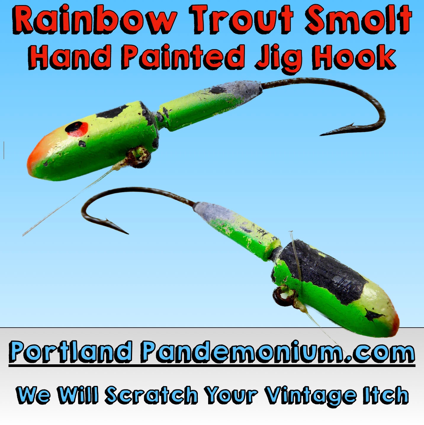 Rainbow Trout Smolt Jig Hook and Weighted 37 Grams Lure, Deschutes River  Fisherman Estate, Circa 1960's Hand Painted, Age and Use Patina 