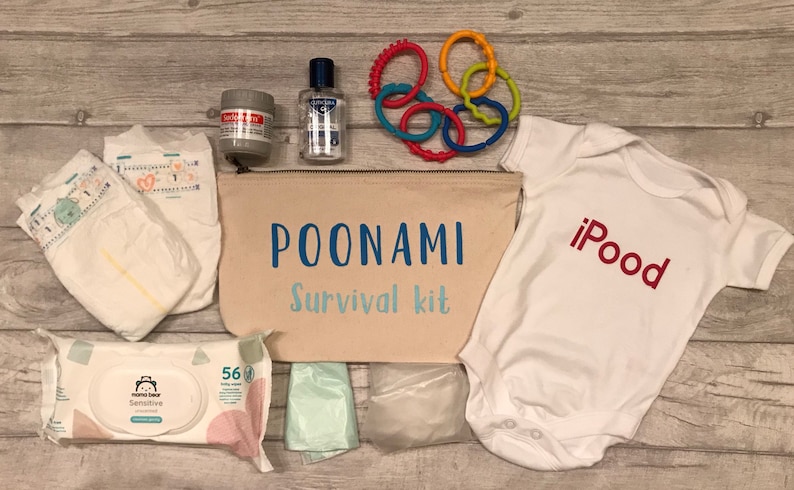 Poonami Survival Kit, fully stocked baby change purse, Baby Shower Gift, New mum gift image 2