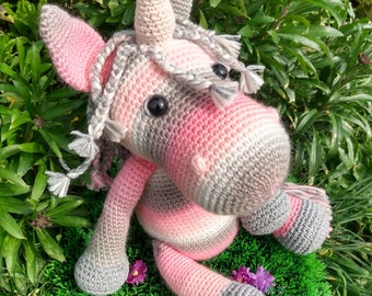 Doudou licorne, crochet, jeu jouet, doudou animal fantastique, amigurumi, cadeau, jouet, peluche, décoration, licorne, crochet