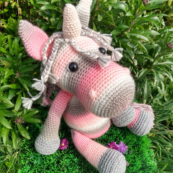 Doudou unicorn, crochet, toy game, fantastic animal softie, amigurumi, gift, toy, plush, decoration, unicorn, crochet