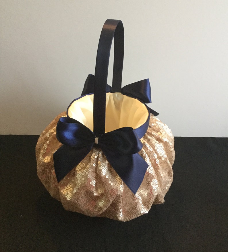wedding flower girl basket Champagne flower girl basket wedding ring bearer pillow navy flower girl basket champagne ring bearer pillow