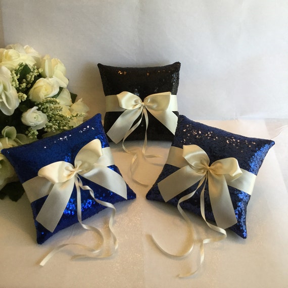 Ivory Ring Bearer Pillow Navy Blue Ring Bearer Pillow Etsy