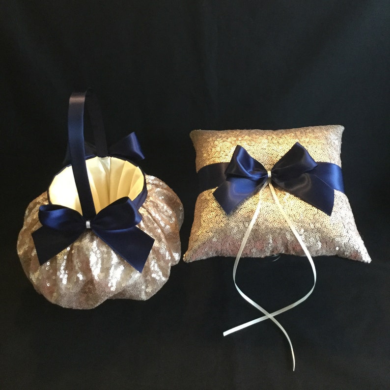 Champagne Flower Girl Basket Champagne Ring Bearer Pillow Etsy