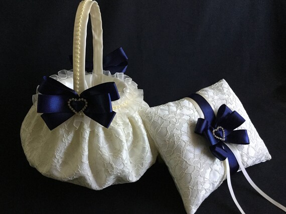 navy blue flower girl basket