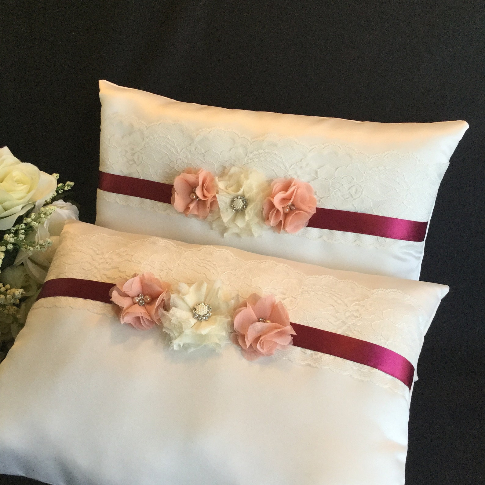 Wedding Kneeling Pillows, White Kneeling Pillow Set, Wedding Kneelin