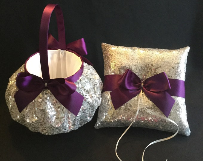 Silver Flower Girl Basket Wedding Flower Girl Basket Wedding Etsy