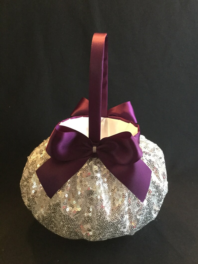 Silver flower girl basket wedding flower girl basket wedding Etsy