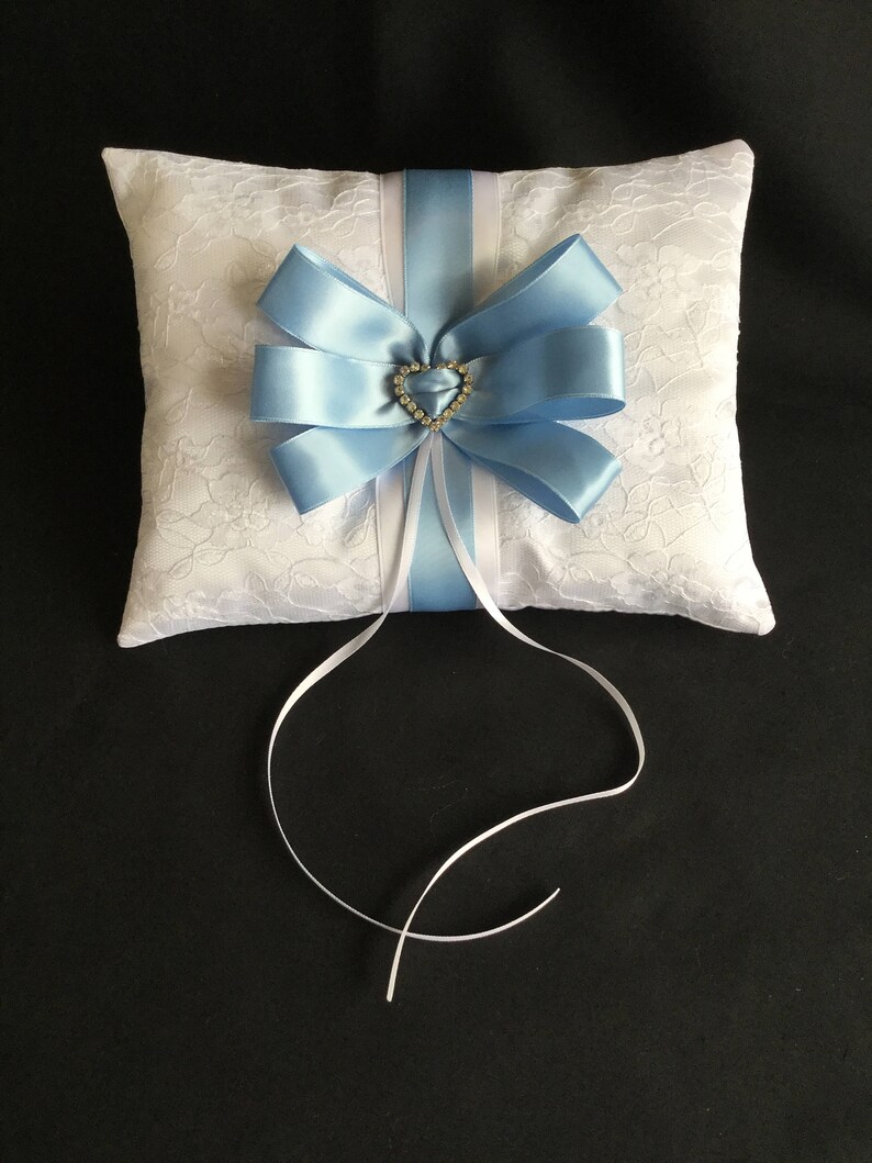 Light Blue Flower Girl Basket White Ring Bearer Pillow Light Etsy