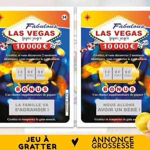 Carte annonce de grossesse, Ticket à gratter, Jeu de grattage réaliste Las Vegas, Nous allons avoir un bébé, La famille va s'agrandir