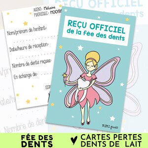 Kit de 10 reçus officiels de la Fée des dents, lot de 10 cartes + enveloppes, Perte dents de lait enfant, Petite souris