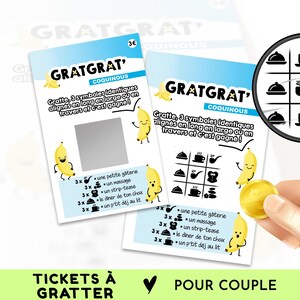 Carte à gratter amoureux, Idée cadeau Saint Valentin, Couple, Bons d'amour, Gain au choix, Massage, Strip-tease, Diner, Petit déjeuner