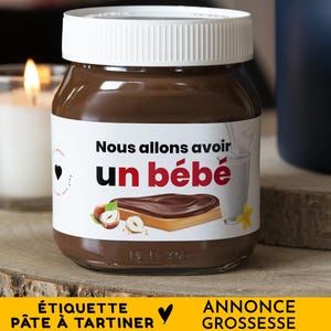 Annonce de grossesse, Naissance, Étiquette autocollante pour pot de pâte à tartiner, Je suis enceinte, Nous allons avoir un bébé