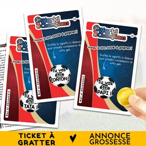 Annonce tonton, Papi, Grand-père, Tata, Cousin, Bébé en route, Carte à gratter, Annonce grossesse, Ticket jeu de grattage, Football