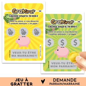 Demande parrain, marraine, Carte à gratter, Veux tu être mon parrain / ma marraine, Jeux de grattage réalistes