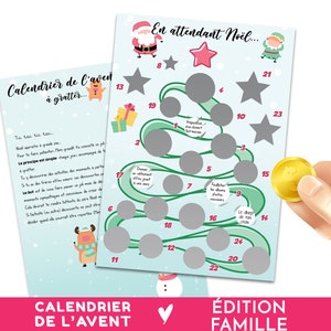 Calendrier de l'avent à gratter, Famille, Activités, Moments à partager enfants parents