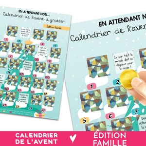 Calendrier de l'avent Noël à gratter, Famille, Activités, Moments à partager enfants parents, vignettes à gratter holographiques