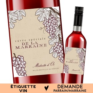 Annonce parrain marraine, Étiquette pour bouteille vin, Idée cadeau originale demande futur parrain, future marraine