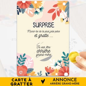 Carte à gratter, Annonce grossesse future arrière grand-mère, Idée cadeau originale, Tu vas être arrière grand-mère, Carte annonce