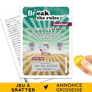 Carte à gratter annonce grossesse, On va avoir un bébé, Jeu de grattage pour annoncer à vos proches que vous êtes enceinte