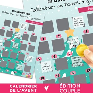 Calendrier de l'avent à gratter pour couples, Idée cadeau amoureux, Activités, moments à partager, gages et défis coquins
