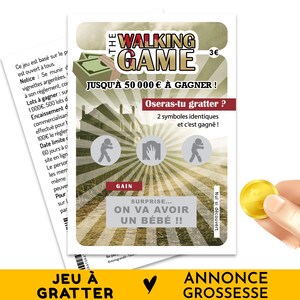 Carte annonce de grossesse, On va avoir un bébé, Jeu à gratter pour annoncer à vos proches que vous êtes enceinte, Walking Game