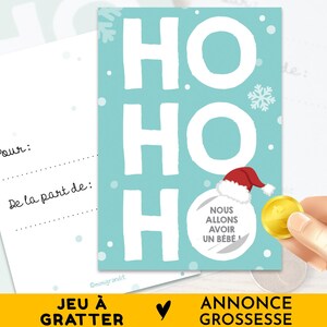 Carte à gratter annonce grossesse à Noël, Nous allons avoir un bébé, Jeu de grattage, Carte cadeau, Annonce naissance famille