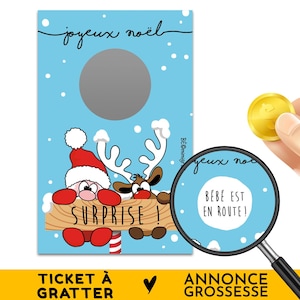 Ticket à gratter annonce grossesse Noël, carte à gratter, Bébé est en route, Idée cadeau