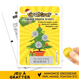 Carte annonce grossesse à Noël, Jeux à gratter, Mamie, Papi, Tonton, Tata, Arrière grand mère, Arrière grand-père, La famille va s'agrandir