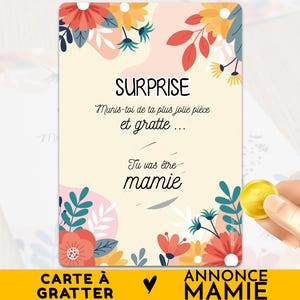 Carte à gratter, Annonce grossesse future mamie, Idée cadeau originale, Tu vas être mamie, Carte annonce naissance